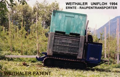 Raupentransporter Weithaler UniFloh - Kistenaufsatz für die Ernte mit Hebefunktion (Stapler)